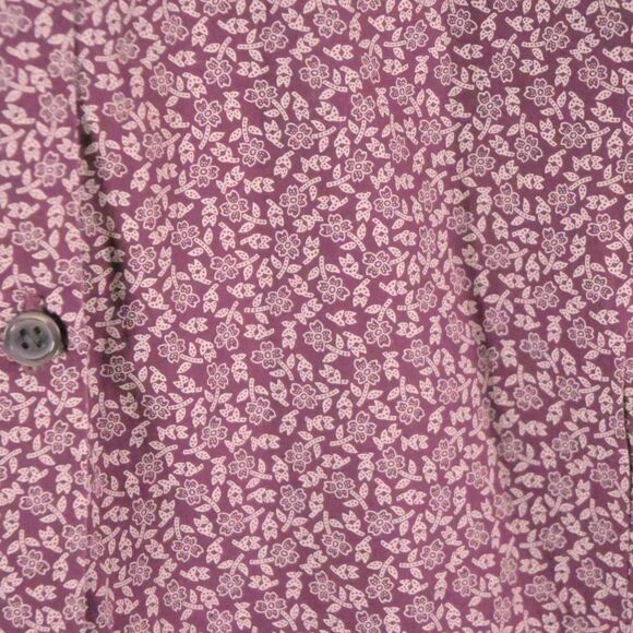 Eddie Bauer Womens XL Beige/Purple Floral Button Down Long Sleeve Blouse Shirt - Picture 2 of 7